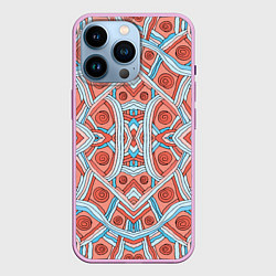 Чехол для iPhone 14 Pro Абстракция Калейдоскоп Розовый и голубой цвета, цвет: 3D-сиреневый