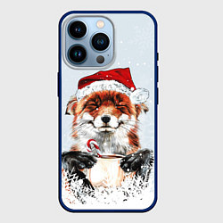 Чехол для iPhone 14 Pro Merry Christmas foxy, цвет: 3D-тёмно-синий