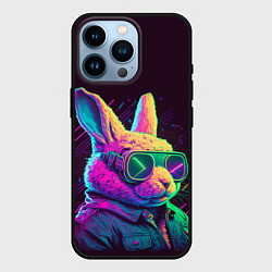 Чехол для iPhone 14 Pro Модный кролик в очках, цвет: 3D-черный