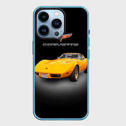 Чехол для iPhone 14 Pro Американский спорткар Chevrolet Corvette Stingray, цвет: 3D-голубой