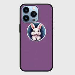 Чехол для iPhone 14 Pro Милый белый зайчик, цвет: 3D-черный