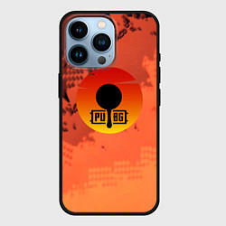 Чехол для iPhone 14 Pro PUBG game orange, цвет: 3D-черный