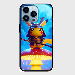 Чехол для iPhone 14 Pro Пмкачу самурай на мухоморе - нейроарт фантазия, цвет: 3D-черный