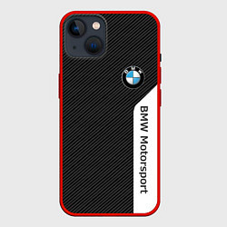 Чехол для iPhone 14 BMW CARBON БМВ КАРБОН, цвет: 3D-красный