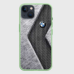 Чехол для iPhone 14 BMW - emblem - metal - texture, цвет: 3D-салатовый