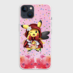 Чехол для iPhone 14 Пикачу красная шапочка, цвет: 3D-белый