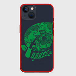 Чехол для iPhone 14 Травяные покемоны, цвет: 3D-красный