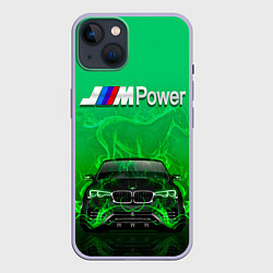 Чехол для iPhone 14 BMW GREEN STYLE, цвет: 3D-светло-сиреневый