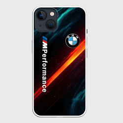 Чехол для iPhone 14 BMW M PERFORMANCE NEON БМВ М НЕОН, цвет: 3D-белый