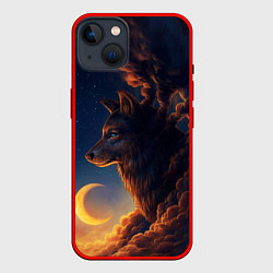 Чехол для iPhone 14 Ночной Волк Night Wolf, цвет: 3D-красный