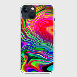 Чехол для iPhone 14 Expressive pattern Neon, цвет: 3D-белый