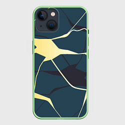 Чехол для iPhone 14 Молния Разводы, цвет: 3D-салатовый