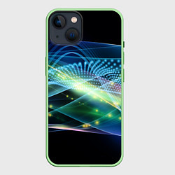 Чехол для iPhone 14 Неоновые блуждающие огни Абстракция Neon Wandering, цвет: 3D-салатовый