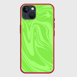 Чехол для iPhone 14 ЗЕЛЕНЫЕ РАЗВОДЫ КРАСКИ МРАМОРНЫЙ, цвет: 3D-малиновый