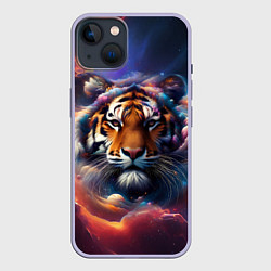 Чехол для iPhone 14 Космический лев, цвет: 3D-светло-сиреневый