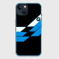 Чехол для iPhone 14 BMW sport geometry blu, цвет: 3D-голубой