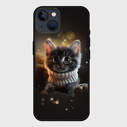 Чехол для iPhone 14 Котенок в свитере - нейросеть, цвет: 3D-черный