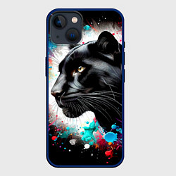 Чехол для iPhone 14 Арт пантера - нейросеть, цвет: 3D-тёмно-синий