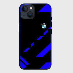 Чехол для iPhone 14 BMW blue geometry, цвет: 3D-тёмно-синий