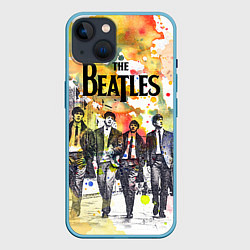 Чехол для iPhone 14 The Beatles: Colour Spray, цвет: 3D-голубой