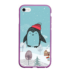 Чехол iPhone 6/6S Plus матовый Милый пингвин, цвет: 3D-фиолетовый