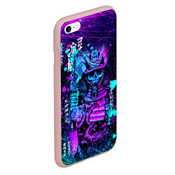 Чехол iPhone 6/6S Plus матовый Неоновый Японский Самурай Neon Samurai Skull, цвет: 3D-светло-розовый — фото 2