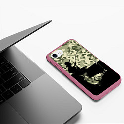 Чехол iPhone 7/8 матовый Ночная рыбалка, цвет: 3D-малиновый — фото 2