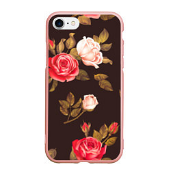 Чехол iPhone 7/8 матовый Мотив из роз, цвет: 3D-светло-розовый