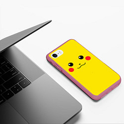 Чехол iPhone 7/8 матовый Happy Pikachu, цвет: 3D-малиновый — фото 2