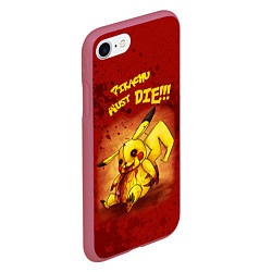 Чехол iPhone 7/8 матовый Pikachu must die!, цвет: 3D-малиновый — фото 2