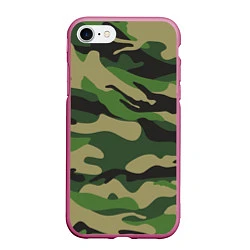 Чехол iPhone 7/8 матовый Камуфляж: хаки/зеленый, цвет: 3D-малиновый