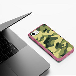Чехол iPhone 7/8 матовый Камуфляж: зеленый/хаки, цвет: 3D-малиновый — фото 2