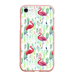Чехол iPhone 7/8 матовый Цветы и бабочки 2, цвет: 3D-светло-розовый