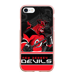 Чехол iPhone 7/8 матовый New Jersey Devils, цвет: 3D-светло-розовый