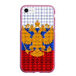 Чехол iPhone 7/8 матовый Россия: полигоны, цвет: 3D-малиновый