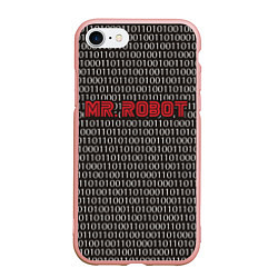 Чехол iPhone 7/8 матовый Mr. Robot: Binary code, цвет: 3D-светло-розовый