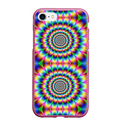 Чехол iPhone 7/8 матовый Grazy fractal, цвет: 3D-малиновый