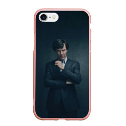 Чехол iPhone 7/8 матовый Шерлок в костюме, цвет: 3D-светло-розовый