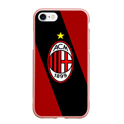 Чехол iPhone 7/8 матовый Milan FC: Red Collection, цвет: 3D-светло-розовый