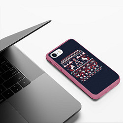 Чехол iPhone 7/8 матовый Новогодний свитер Покебол, цвет: 3D-малиновый — фото 2