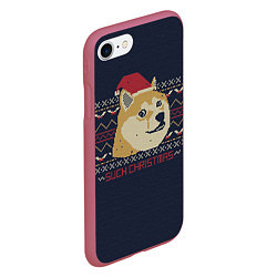 Чехол iPhone 7/8 матовый Doge Such Christmas, цвет: 3D-малиновый — фото 2