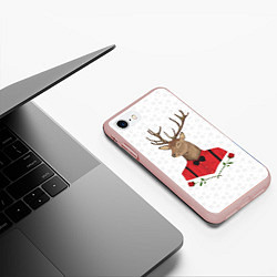 Чехол iPhone 7/8 матовый Christmas Deer, цвет: 3D-светло-розовый — фото 2