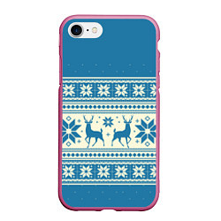 Чехол iPhone 7/8 матовый Новогодний свитер, цвет: 3D-малиновый