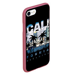 Чехол iPhone 7/8 матовый Калифорния, цвет: 3D-малиновый — фото 2