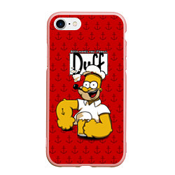 Чехол iPhone 7/8 матовый Duff Beer, цвет: 3D-светло-розовый