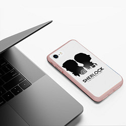 Чехол iPhone 7/8 матовый Sherlock Edition, цвет: 3D-светло-розовый — фото 2