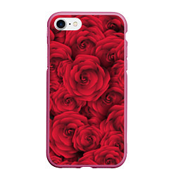 Чехол iPhone 7/8 матовый Красные розы, цвет: 3D-малиновый