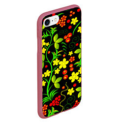 Чехол iPhone 7/8 матовый Natural flowers, цвет: 3D-малиновый — фото 2