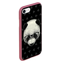 Чехол iPhone 7/8 матовый Умная панда, цвет: 3D-малиновый — фото 2