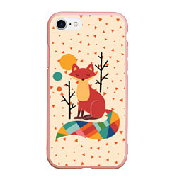Чехол iPhone 7/8 матовый Осенняя лисичка, цвет: 3D-светло-розовый